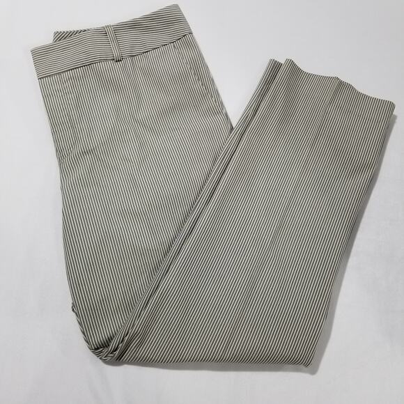 Norma Kamali Pants 8 Black Straw Stripe Crop Ankle Flat Front - Picture 3 of 12